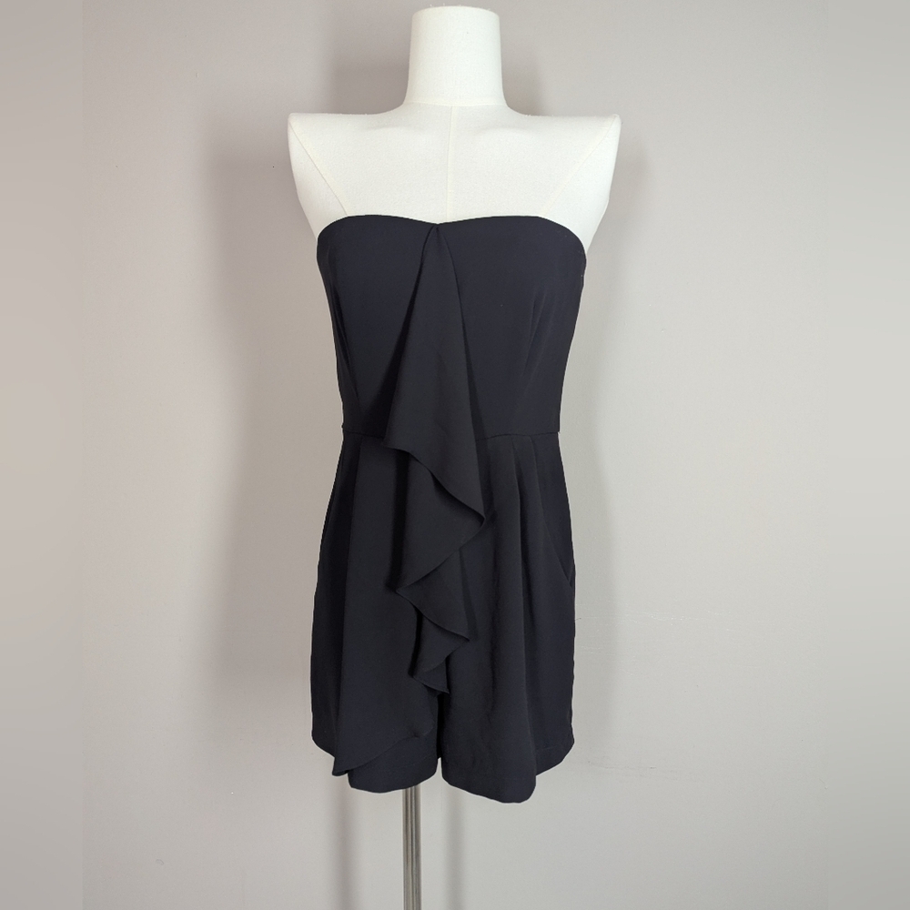 BCBGMAXAZRIA Strapless Romper | Black Minimalist Cocktail Size 2